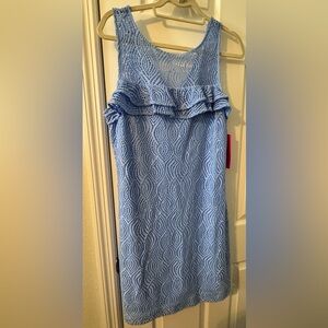 Lilly Pulitzer Janine Shift Dress | Blue Peri Flowing Leaf Lace | Size L